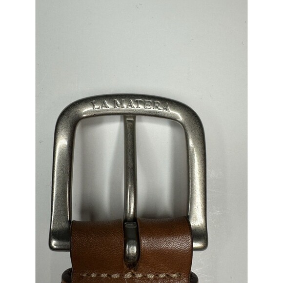 La Matera Unisex Belt Size 34 Navy Blue Corbina Woven Silver Buckle - Picture 14 of 16